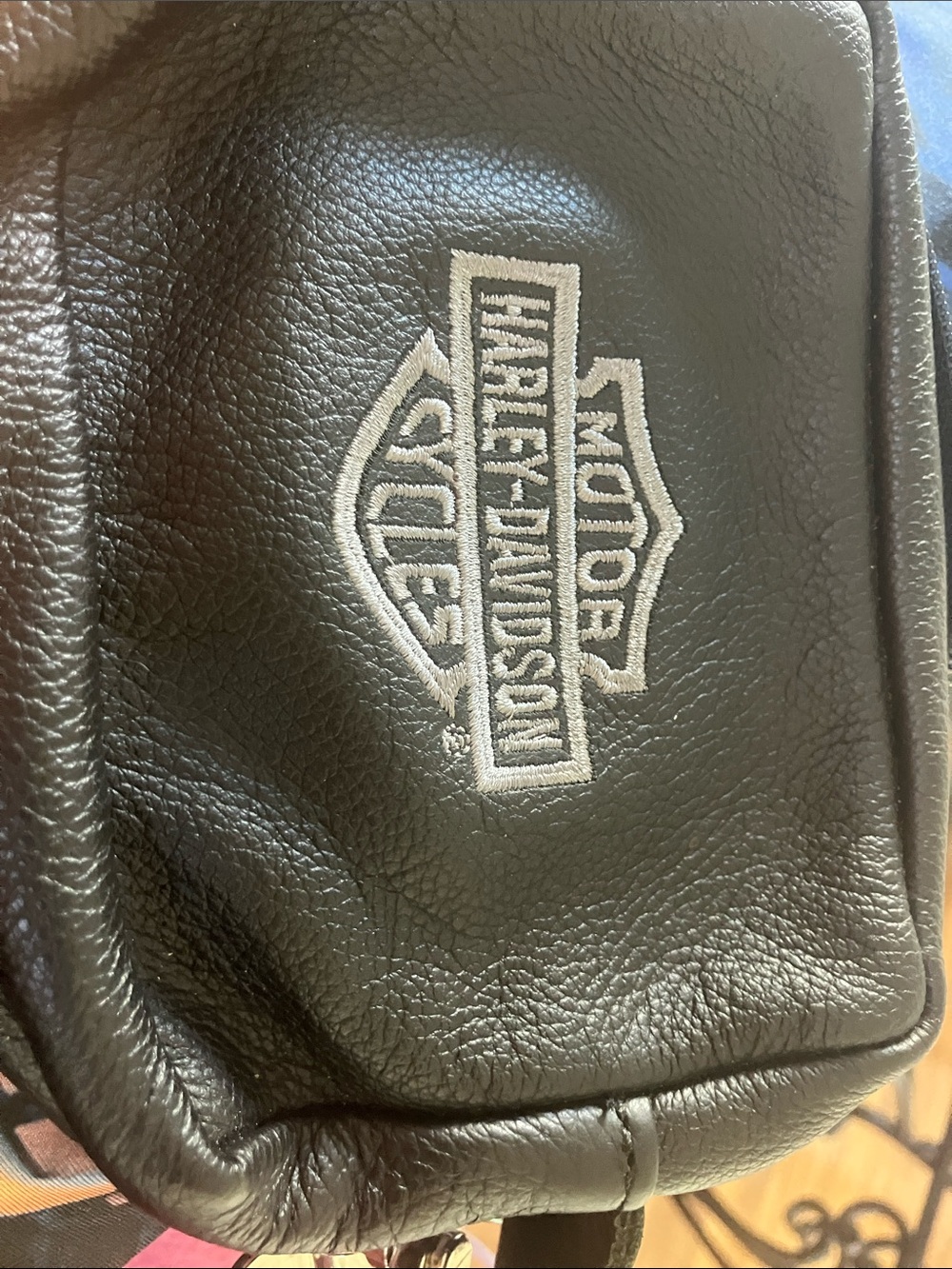 Harley-Davidson Black Leather Belt Bag with White Logo Patch